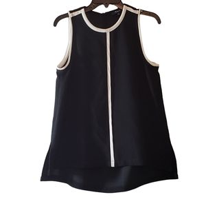 Madewell Black Sleeveless Contrast-Trim Blouse